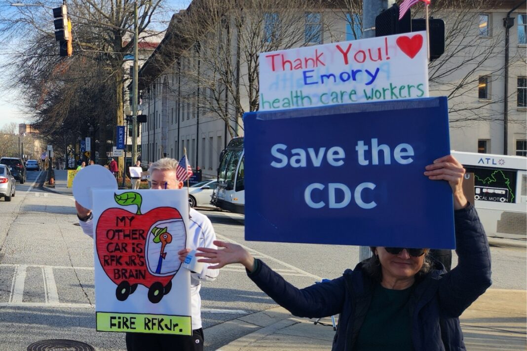 Protestors outside CDC headquarters