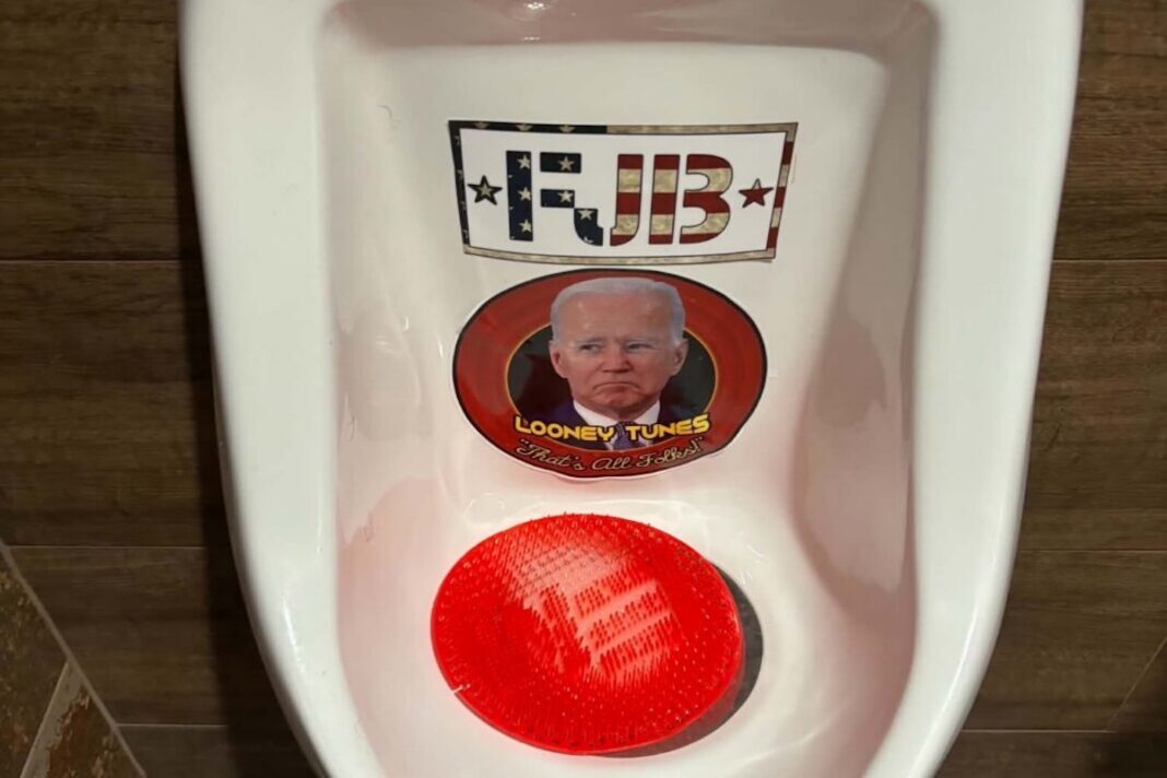 A urinal with the likeness of Joe Biden